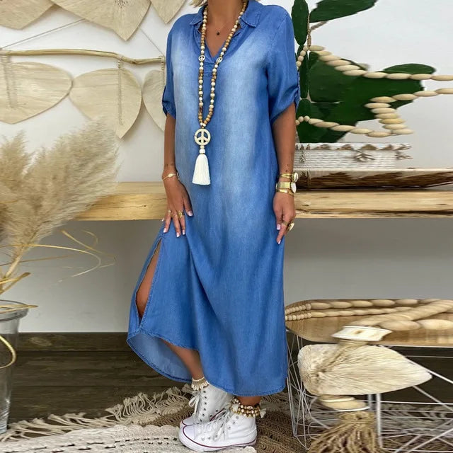 LEA™|Vestido Largo Estilo Jeans