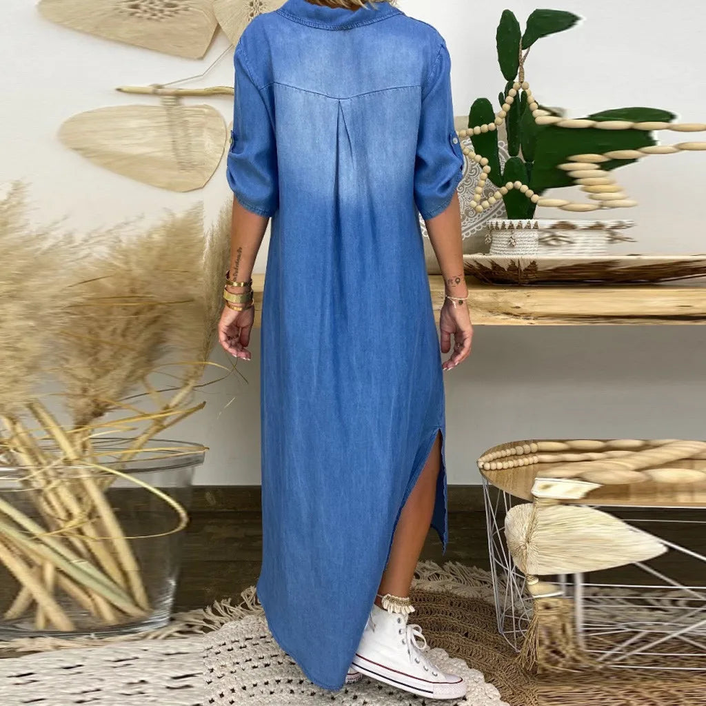LEA™|Vestido Largo Estilo Jeans