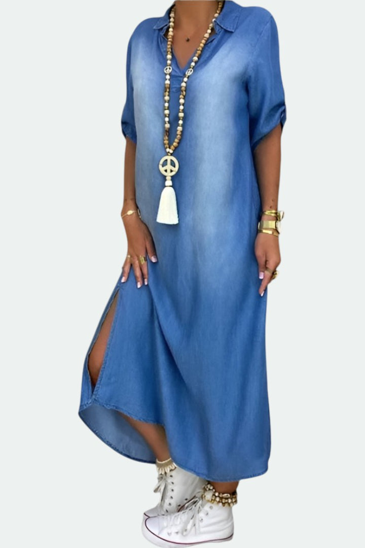LEA™|Vestido Largo Estilo Jeans