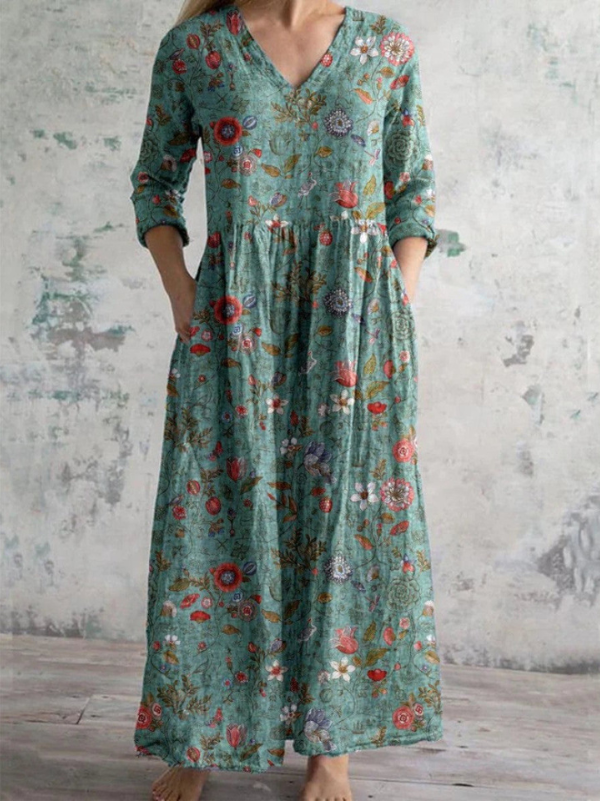 Celestine | Vestido maxi con estampado floral vintage