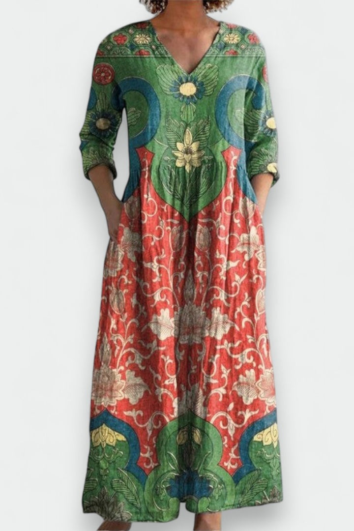 Celestine | Vestido maxi con estampado floral vintage