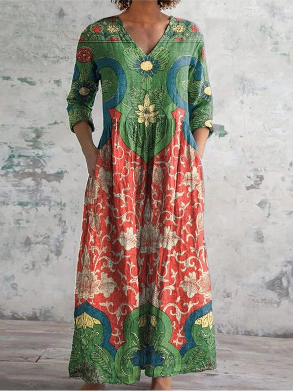 Celestine | Vestido maxi con estampado floral vintage