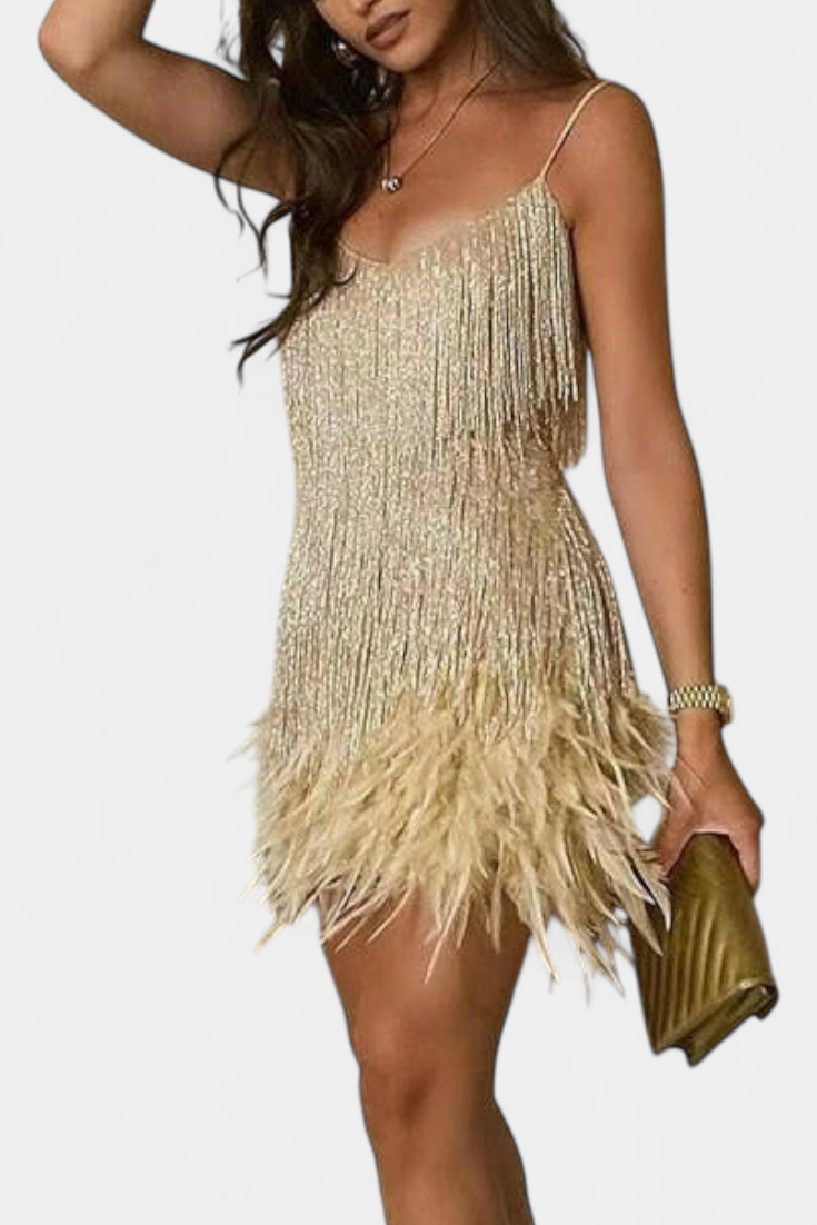 Sheril | Vestido Plumas